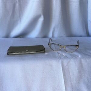 Ultra Rare AUTHENTIC‎  Tura vintage cats eye horn rim aluminum eyeglass & Case